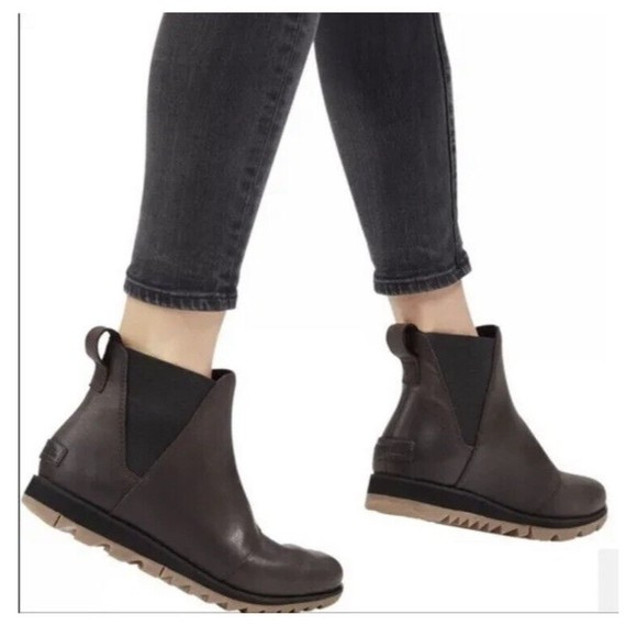 Sorel Shoes Sorel Harlow Chelsea Bootie Womens Blackened Brown 85 Leather Flat Poshmark